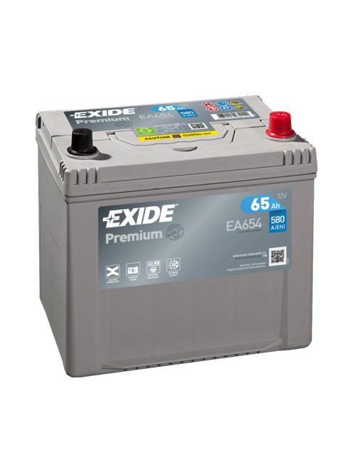 EXIDE PREMIUM EA654 Indító akkumulátor 65AH 580A Japán tipusokra J+