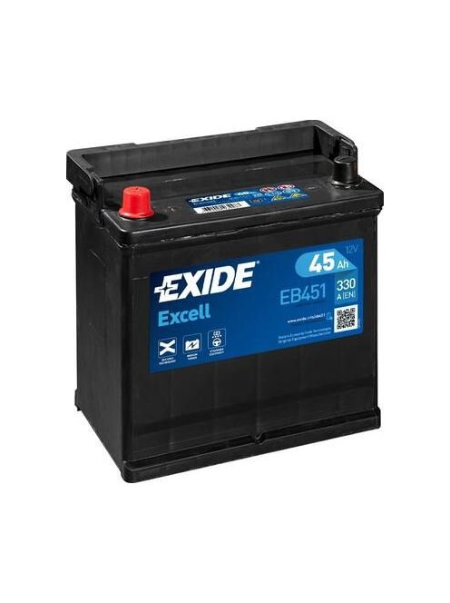 EXIDE EXCELL EB451 Indító akkumulátor 45AH 330A Japán tipusokra B+