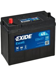   EXIDE EXCELL EB457 Indító akkumulátor 45AH 330A Japán tipusokra B+ vékony pólus+EU bővítő