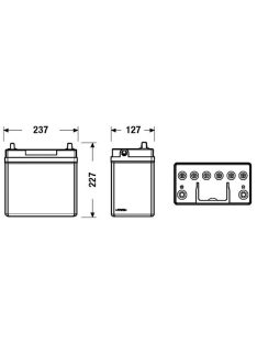   EXIDE EXCELL EB457 Indító akkumulátor 45AH 330A Japán tipusokra B+ vékony pólus+EU bővítő