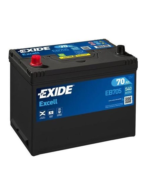 EXIDE EXCELL EB705 Indító akkumulátor 70AH 540A Japán tipusokra B+