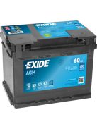 EXIDE AGM EK600 Indító akkumulátor 60AH 680A STOP&START J+ 