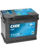 EXIDE AGM EK600 Indító akkumulátor 60AH 680A STOP&START J+ 