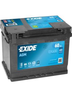   EXIDE AGM EK600 Indító akkumulátor 60AH 680A STOP&START J+ 