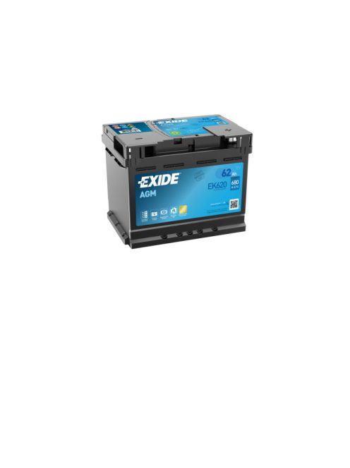 EXIDE AGM EK620 (EK600) Indító akkumulátor 62AH 680A STOP&START J+ 