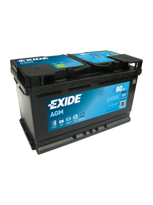 EXIDE AGM EK800 Indító akkumulátor 80AH 800A STOP&START J+