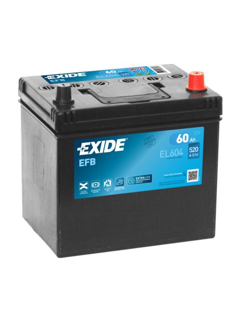 EXIDE EFB EL604 Indító akkumulátor START-STOP 60AH 520A Japán tipusokra J+