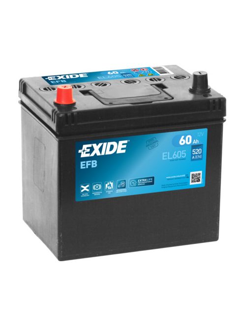 EXIDE EFB EL605 Indító akkumulátor START-STOP 60AH 540A Japán tipusokra B+