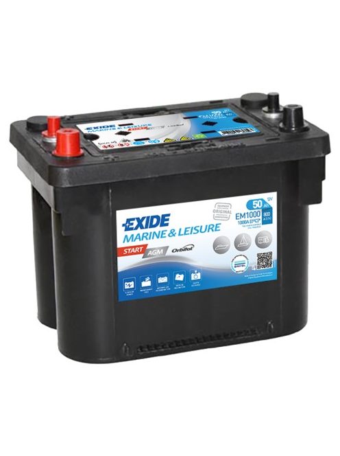 EXIDE AGM MAXXIMA EM1000 Indító és meghajtó akkumulátor 50AH 1000A STOP&START B+ Spirálcellás